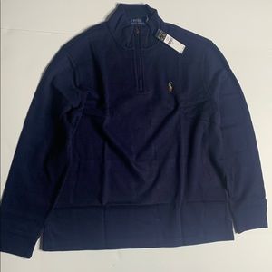 Men’s Polo Ralph Lauren navy half zip pull over sweater in size L